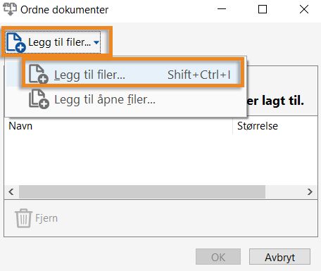 Velge og legge til filer