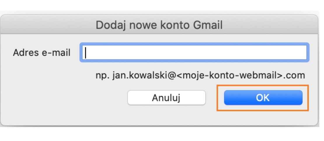 Wprowadzanie adresu poczty Gmail