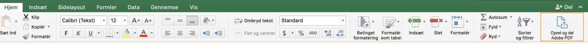 Opret og del Adobe PDF