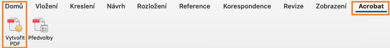 Doplněk Acrobat v aplikaci MS Excel