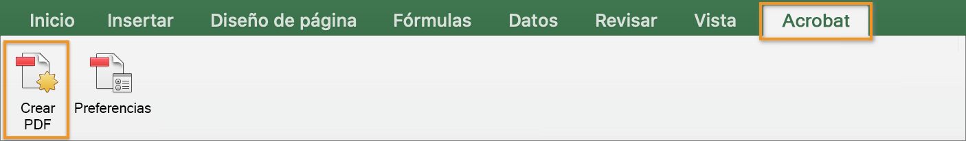 Complemento de Acrobat en MS Excel