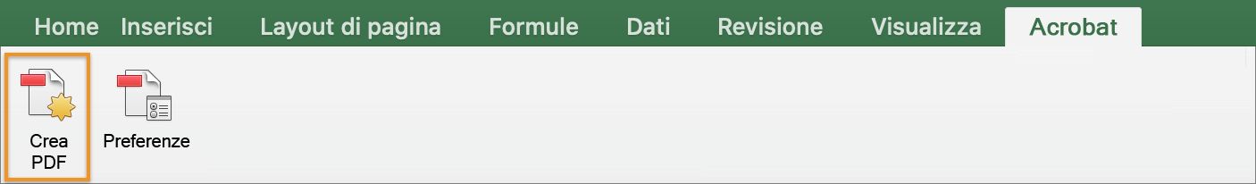 Componente aggiuntivo Acrobat in MS Excel