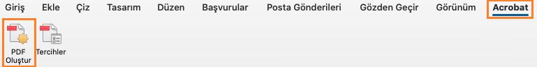 MS Excel'de Acrobat eklentisi