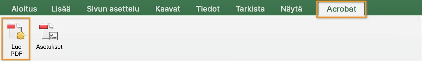 Microsoft Excelin Acrobat-lisäosa