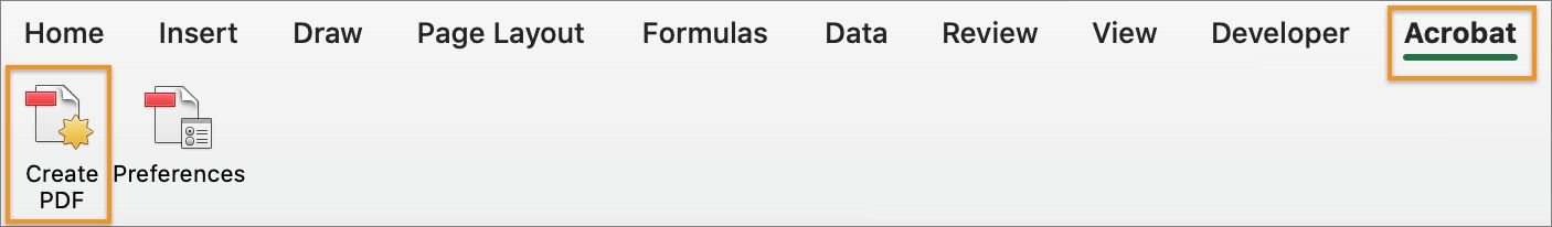 Dodatek Acrobat v programu MS Excel