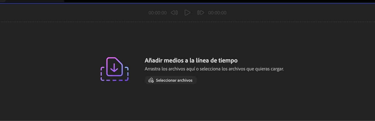 La sección Añadir medios se abre y tiene la opción de arrastrar y soltar los medios o utilizar Seleccionar archivos para cargar archivos desde el dispositivo local.