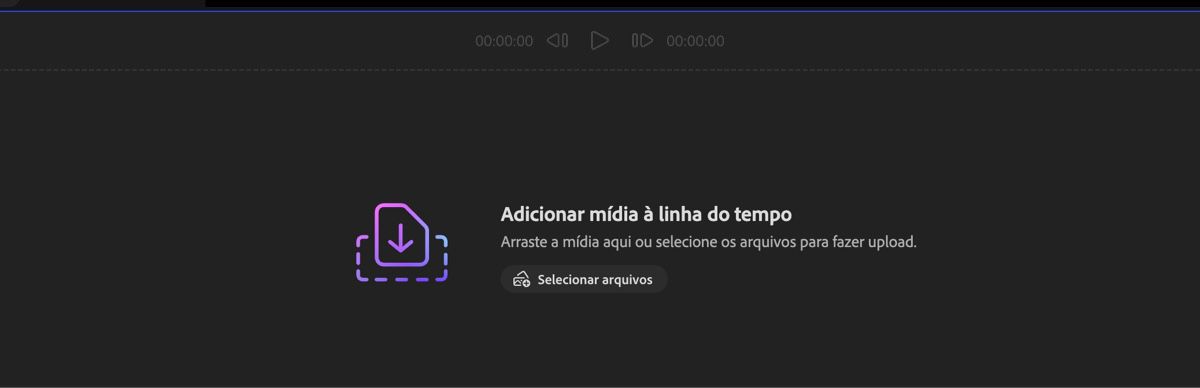 A seção Adicionar sua mídia está aberta e você tem a opção de arrastar e soltar a mídia ou usar Selecionar arquivos para fazer upload de arquivos do dispositivo local.