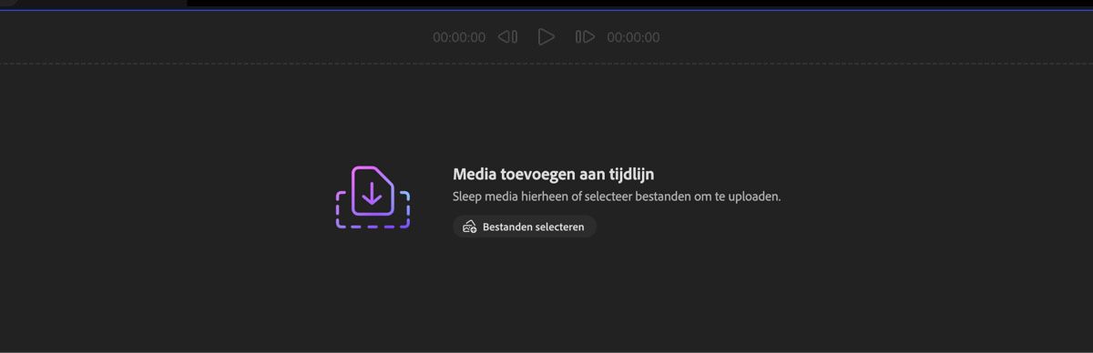 De sectie Je media toevoegen is geopend en je hebt de optie om media te slepen en neer te zetten of Bestanden selecteren te gebruiken om bestanden van het lokale apparaat te uploaden.
