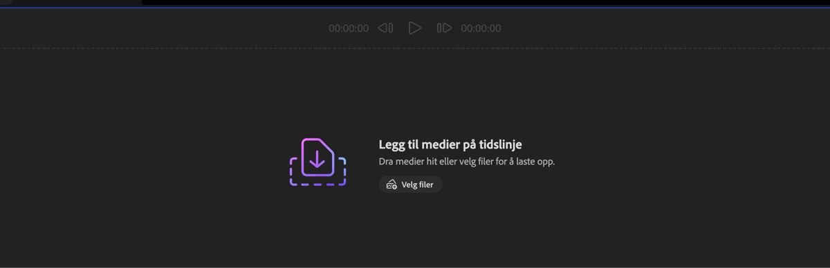 Delen Legg til media er åpen, og du har mulighet til å dra og slippe media eller bruke Velg filer for å laste opp filer fra den lokale enheten.