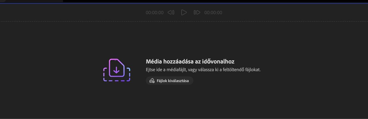 A Médiafájl hozzáadása szakasz nyitva van, és lehetősége van a média áthúzására, vagy használhatja a Fájlok kiválasztása lehetőséget a helyi eszközről történő feltöltéshez.