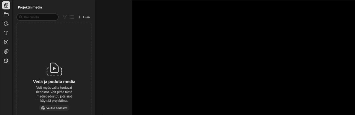 Projektin media -vaihtoehto on korostettuna Fireflyn videoeditorisivulla.