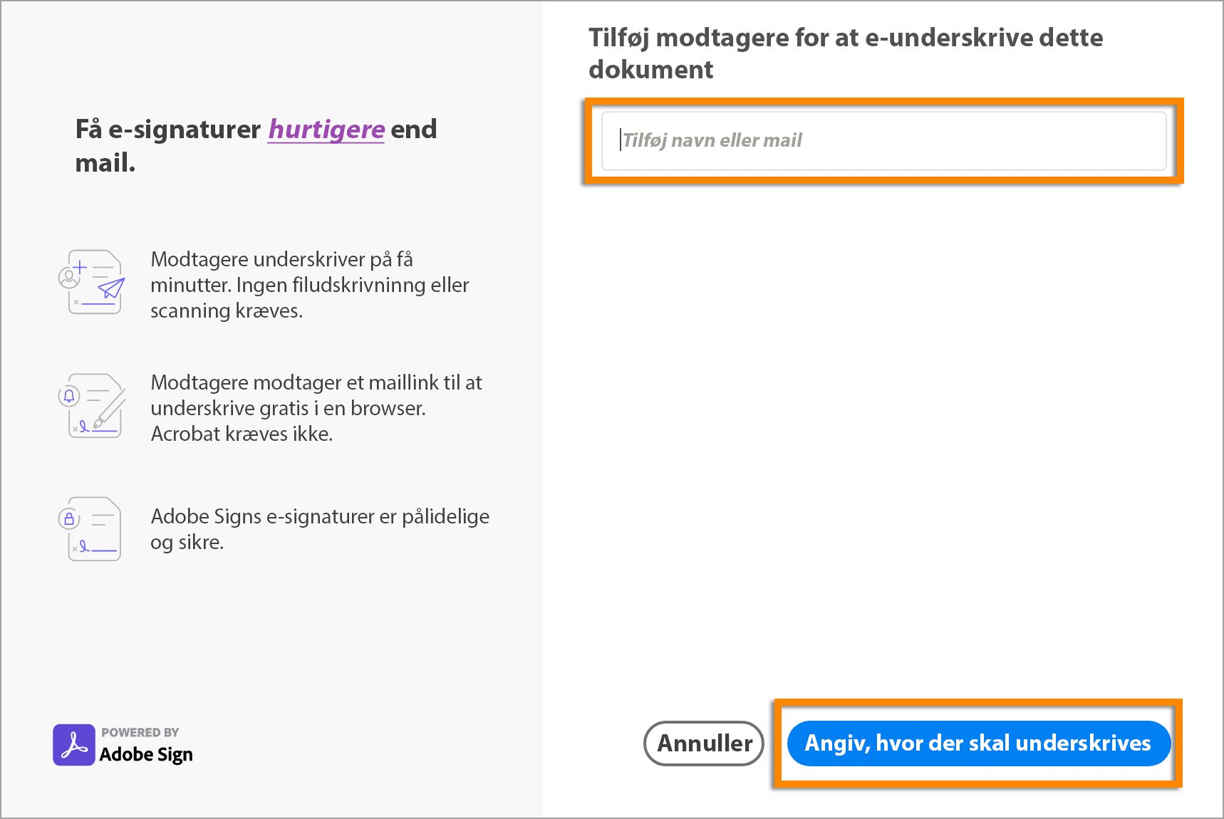 Tilføj underskrivere