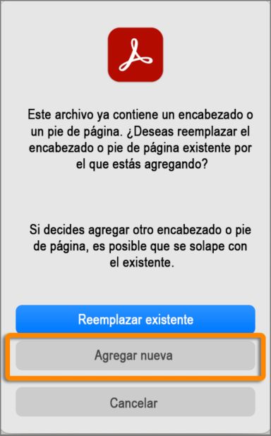 Agregar nuevo encabezado y pie de página