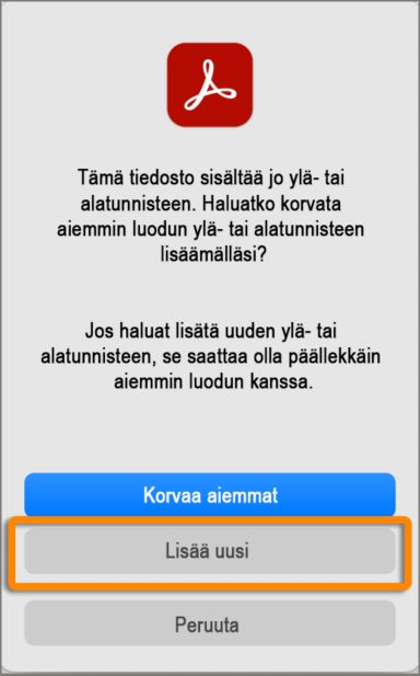 Uuden ylä- ja alatunnisteen lisääminen