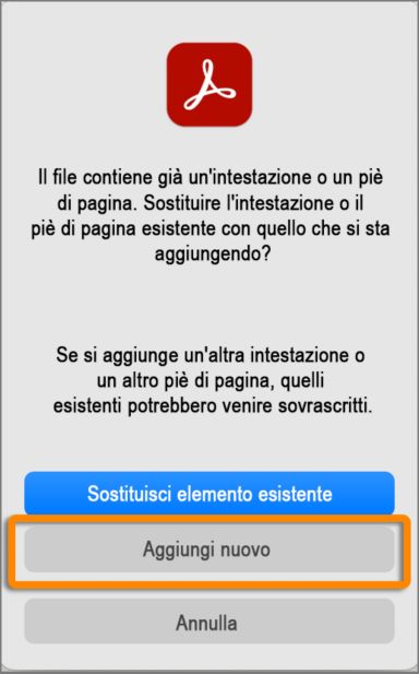 Aggiungere una nuova intestazione e un nuovo piè di pagina