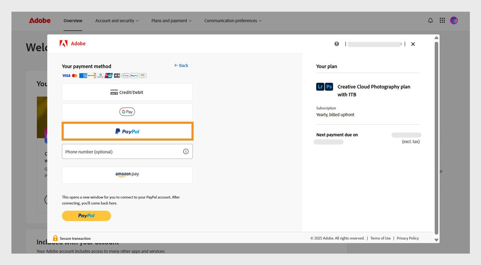 Switch from a credit card to PayPal