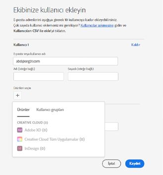 Kullanıcıları ekleme