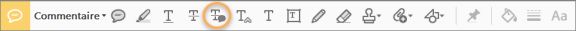 Outil Ajouter une note au remplacement du texte disponible dans la barre d’outils Commentaire