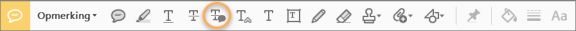 Het gereedschap Notitie bij tekstvervanging toevoegen is beschikbaar op de werkbalk Opmerking