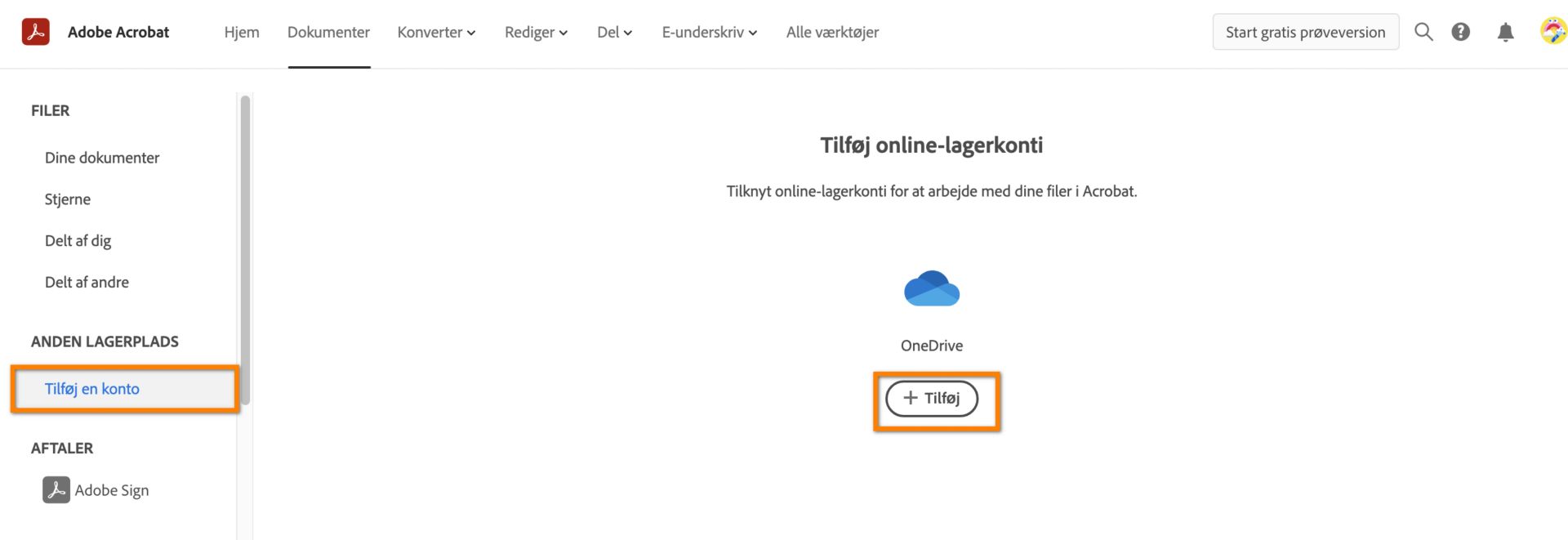 Tilføj din OneDrive-konto