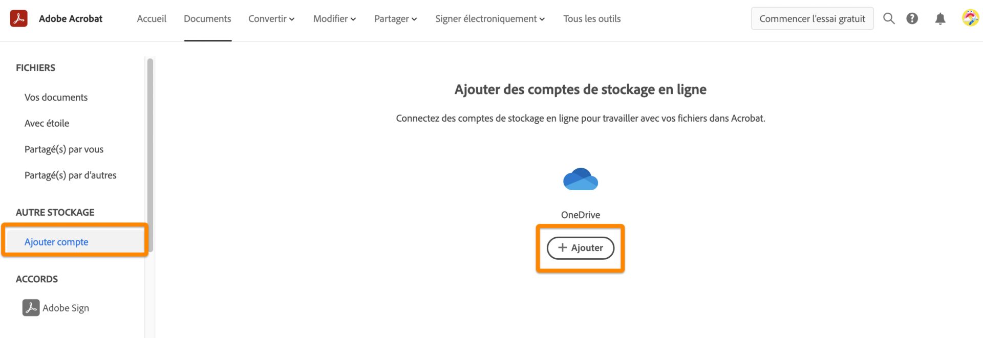 Ajouter votre compte OneDrive