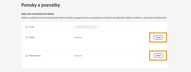 Pridajte alebo upravte telefón alebo poštovú adresu