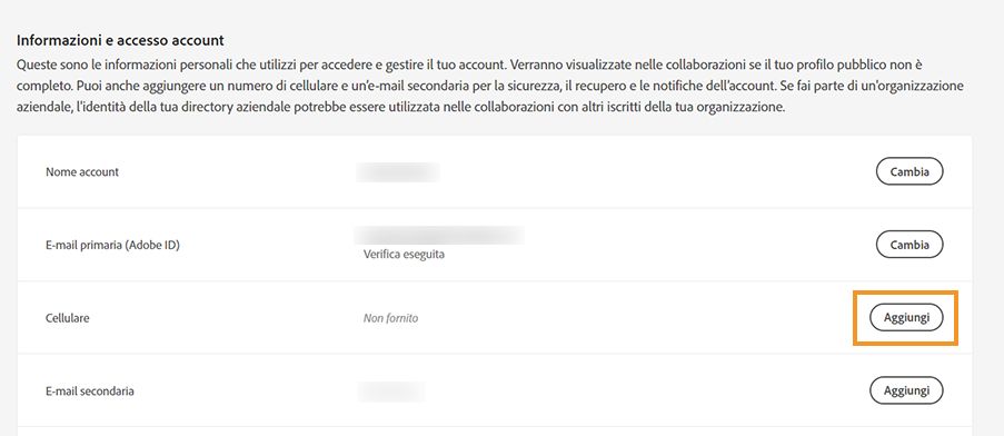 Selezionare Aggiungi per aggiungere il numero di telefono