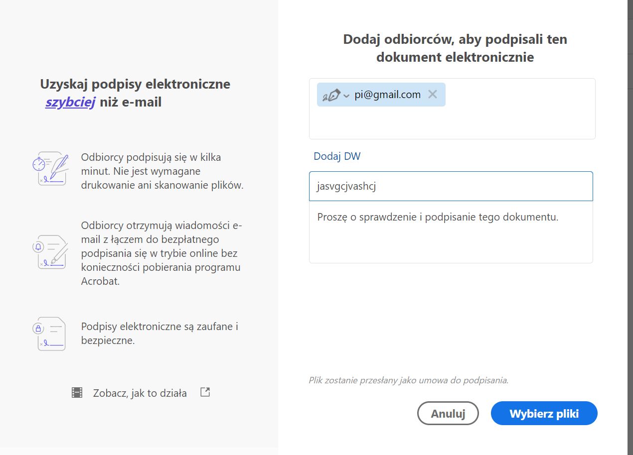 Dodaj DW, temat, szczegóły wiadomości