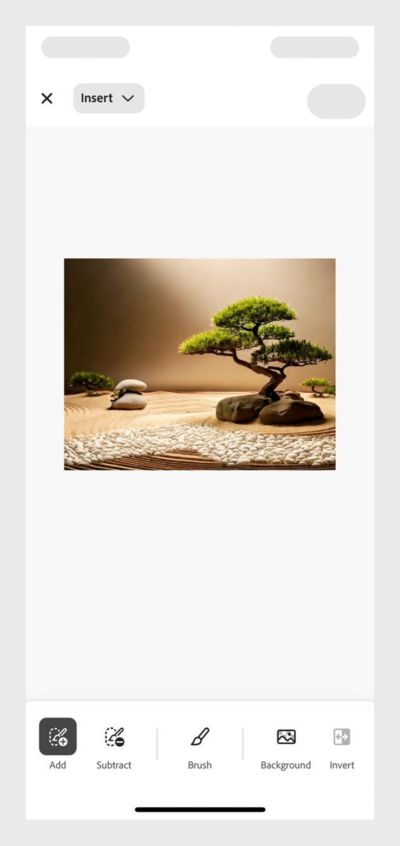 Minimalist Zen garden with sand, bonsai trees and a cobbled path. 