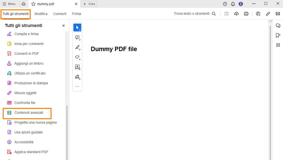 Aggiungi contenuti avanzati