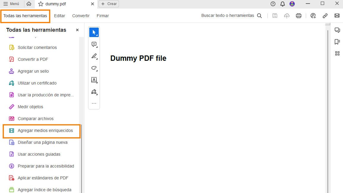 Añadir medios enriquecidos