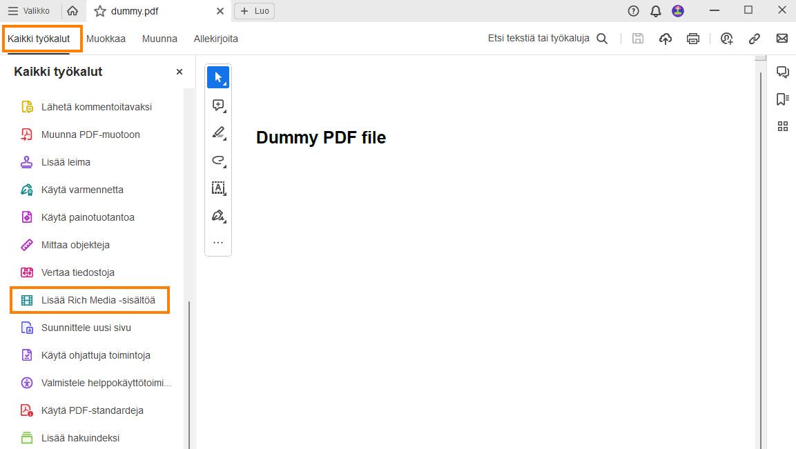Monimuotomedian lisääminen