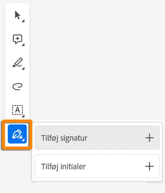 Føj underskrift eller initialer til din formular