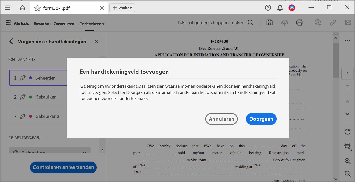 Een handtekeningveld toevoegen