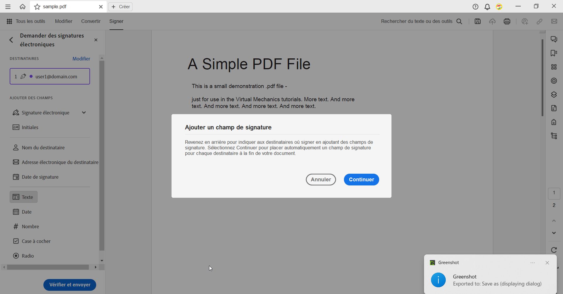Ajouter un champ de signature