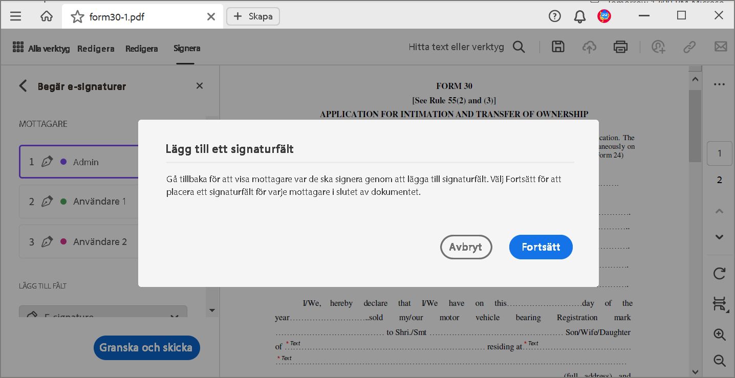Lägg till ett signaturfält