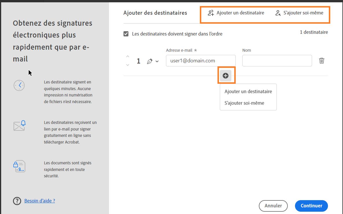 Ajouter des destinataires
