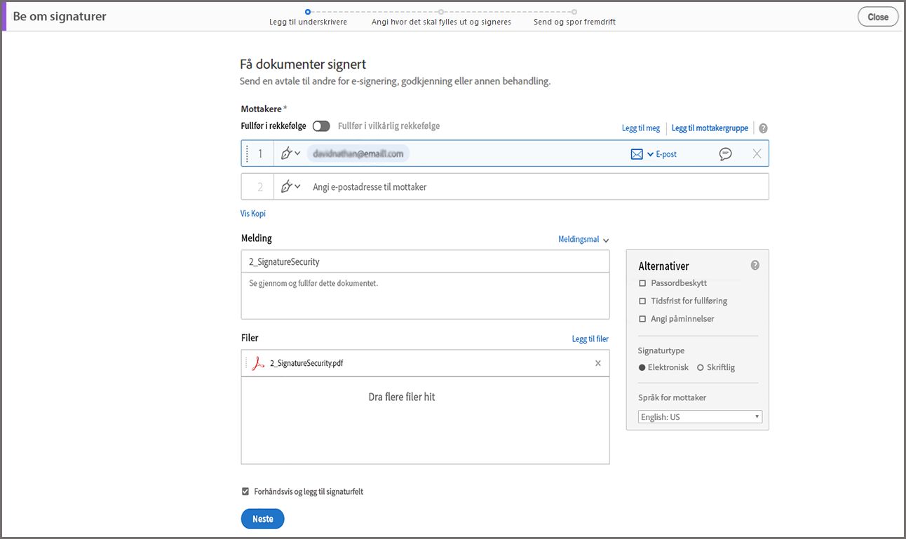 Acrobat Sign – Avanserte alternativer