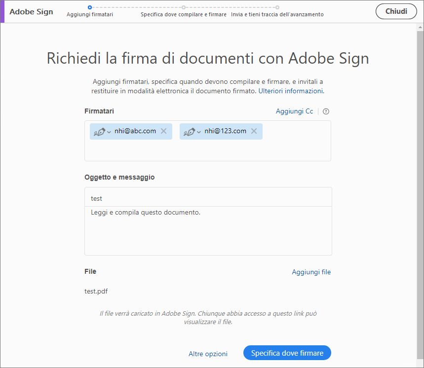 Aggiungere firmatari