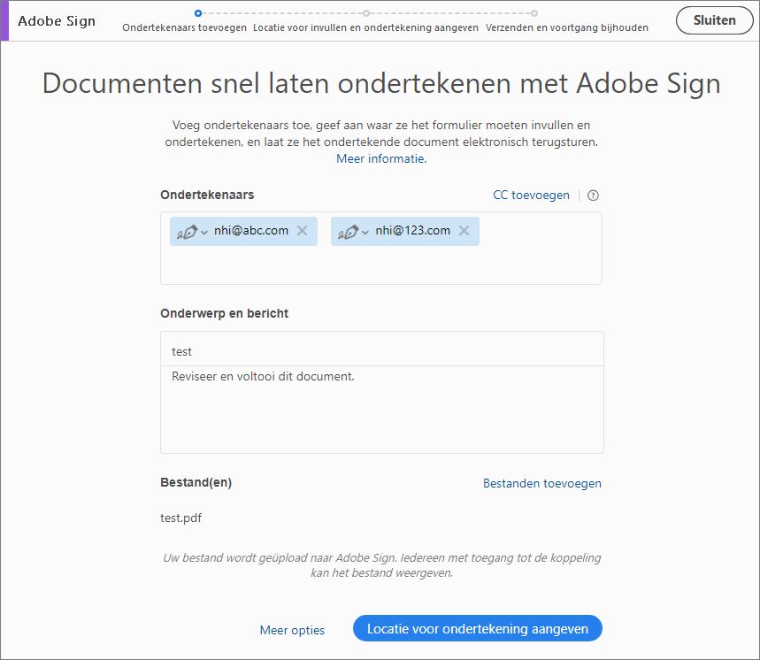 Ondertekenaars toevoegen