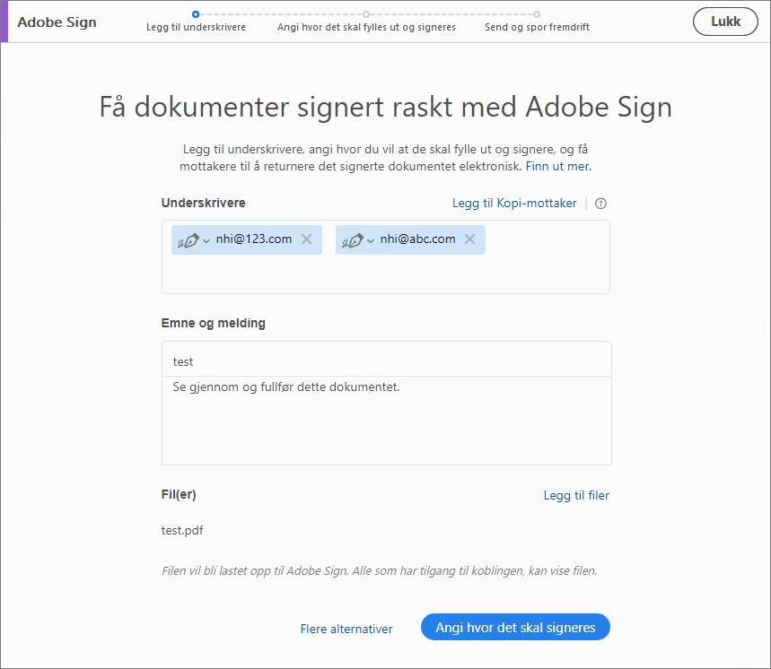 Legg til underskrivere