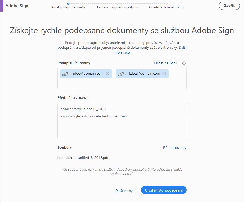 Přidat podepisující osoby