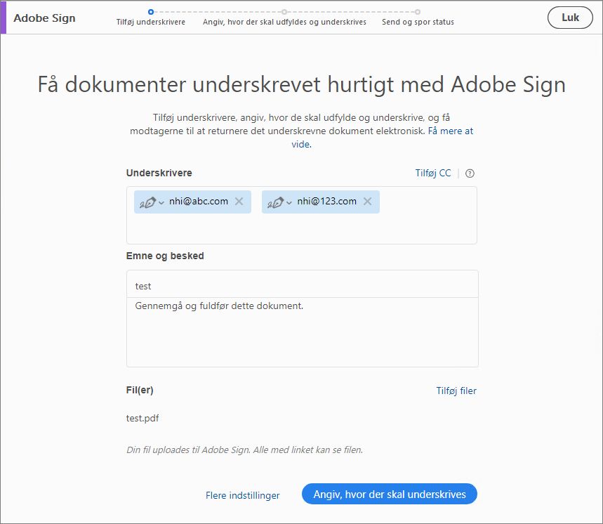 Tilføj underskrivere
