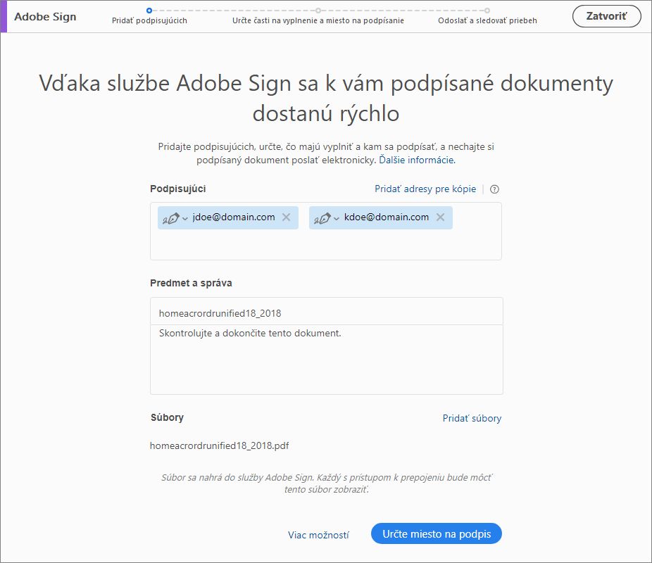 Pridať podpisujúcich