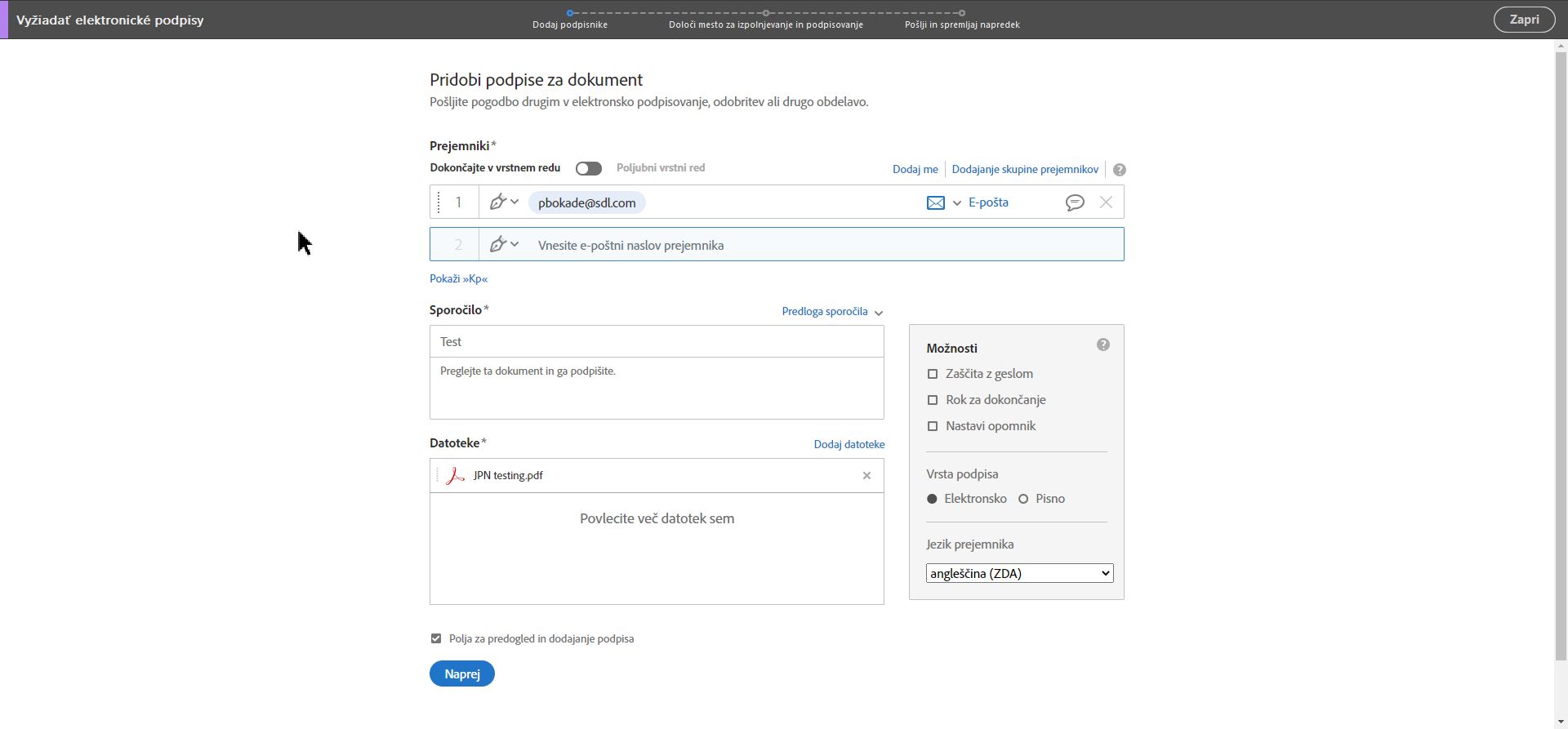 Acrobat Sign – napredne možnosti