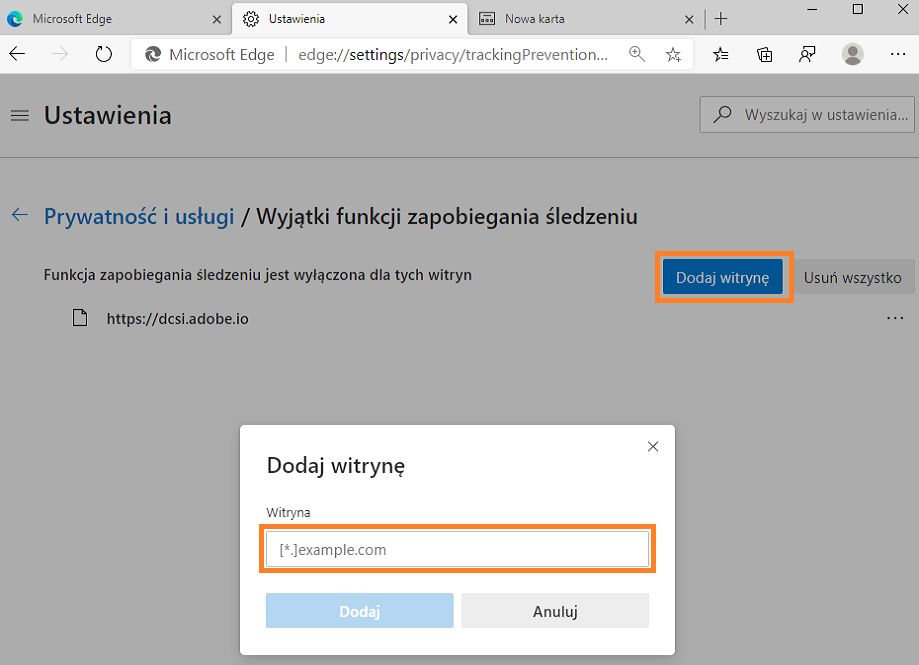 Dodaj witrynę