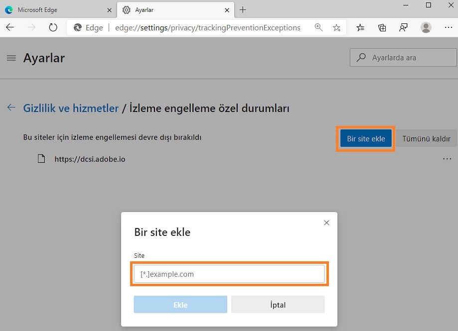 Site ekleme