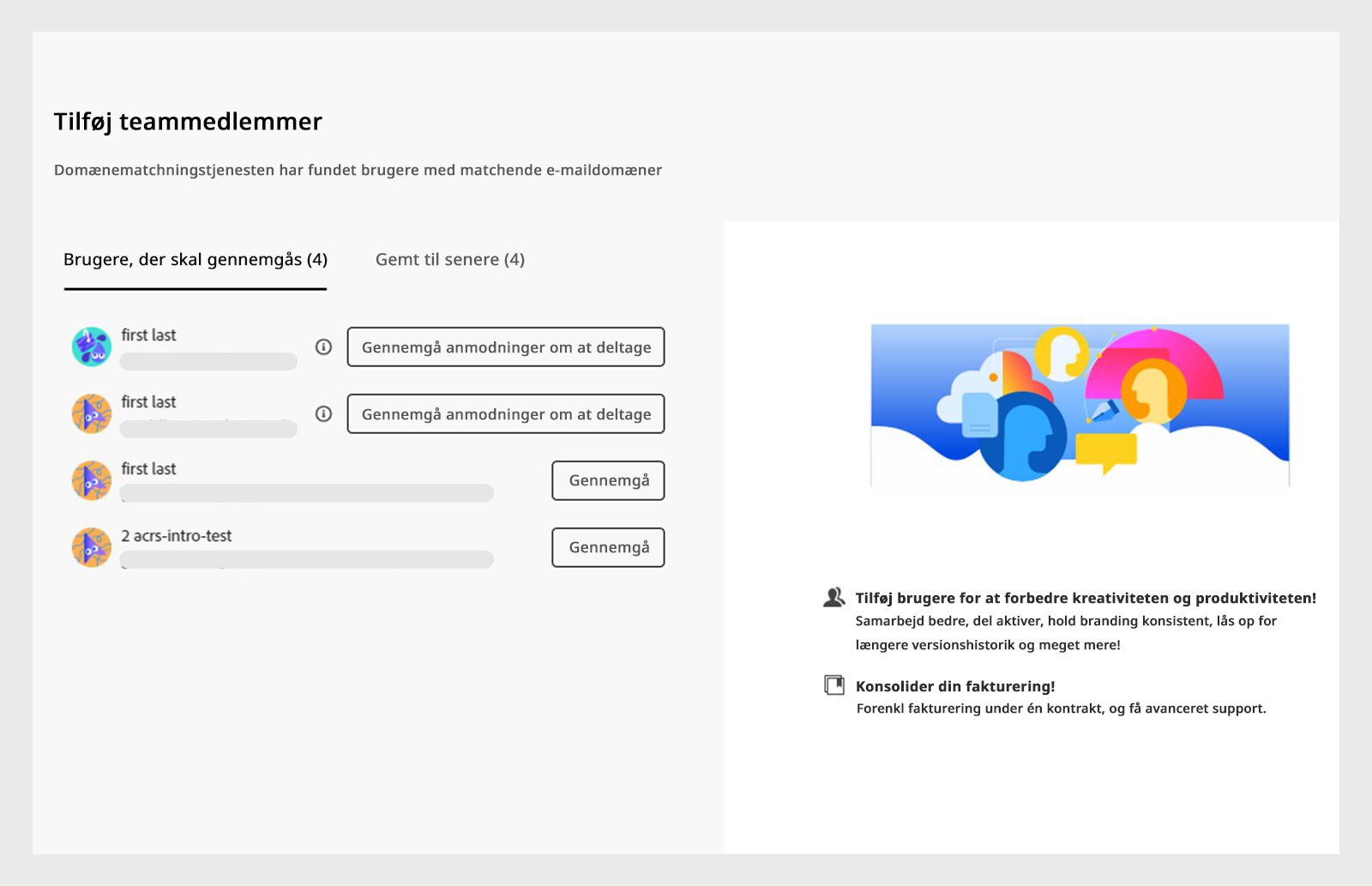 Liste over brugere med matchende e-maildomæner