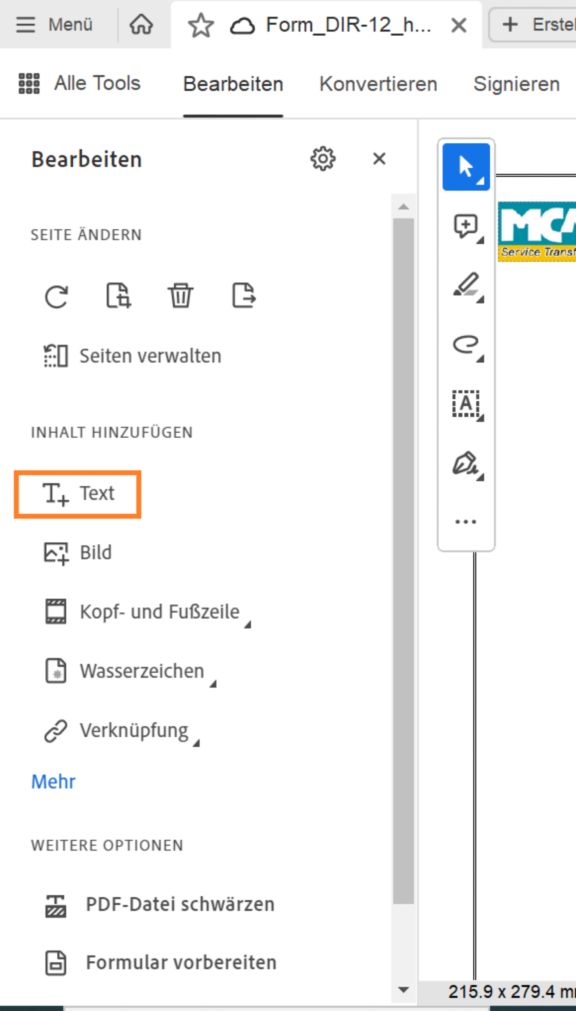 Text hinzufügen