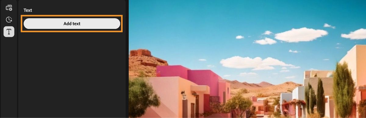 На сторінці Відео редактора вибрано значок Текст на лівій панелі.У панелі Ваші медіа є відео.